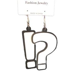 Exclamation Mark! and Question Mark? Large Novelty Earrings